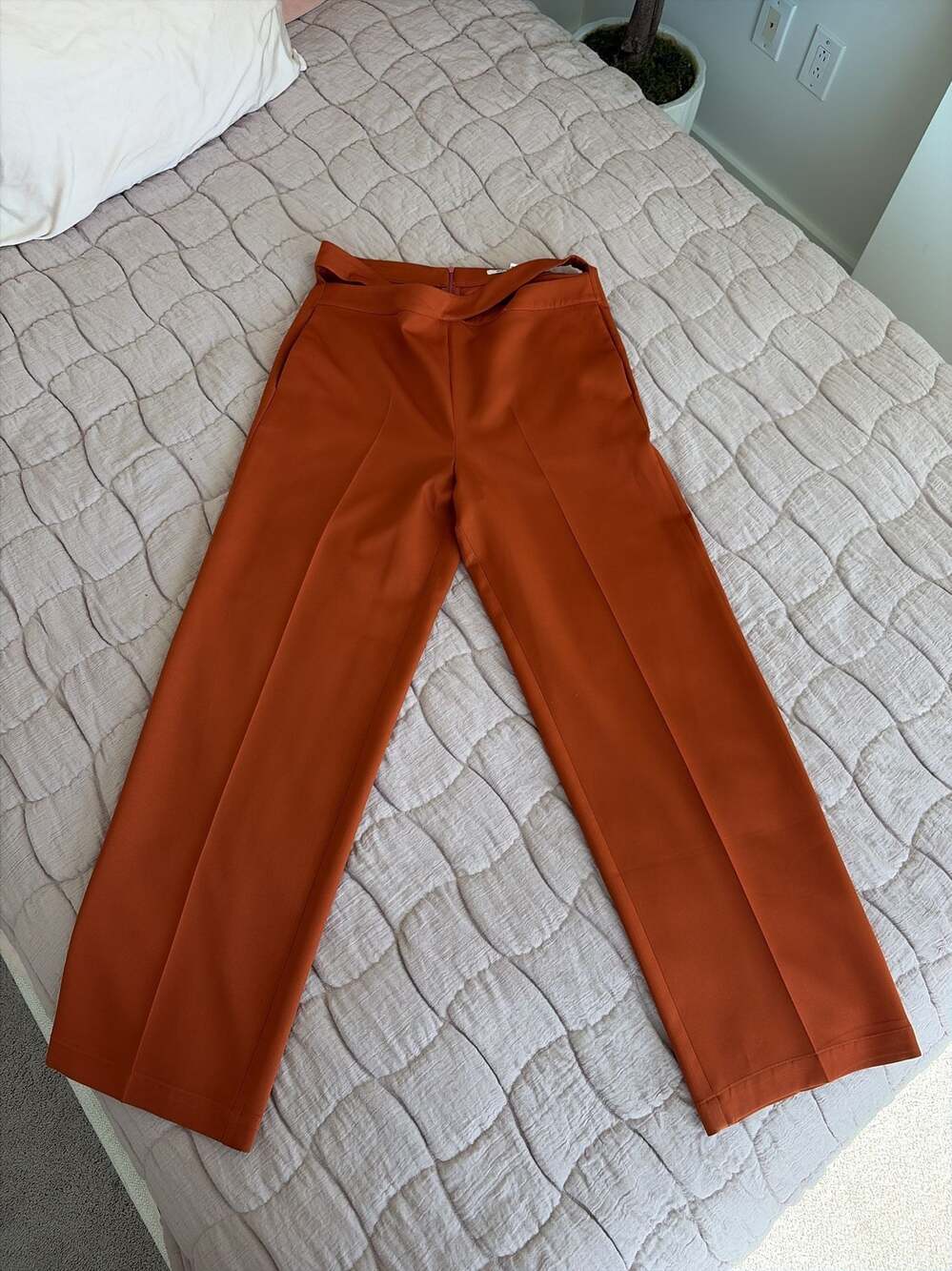 Walter Baker Women's Rust Orange Wide Leg Tailored Trousers Size 12